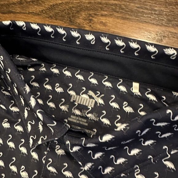 Puma Polo Shirt Adult XL Blue Augusta Pines Golf Club Mens Bird‎ Print - Picture 3 of 7